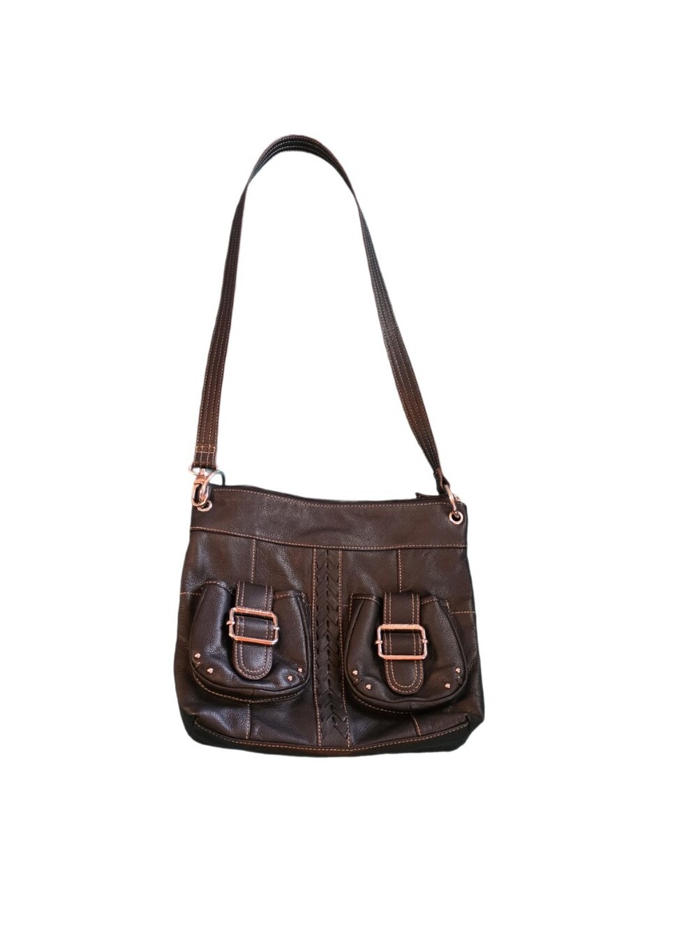 Vintage Tignanello Black Pebbled Leather Crossbody Bag Buckle Details EUC - Picture 5 of 15